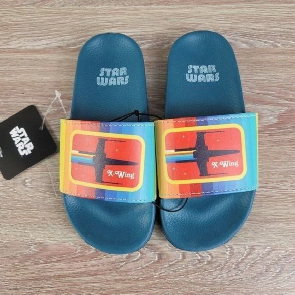 NEW Star Wars X-Wing Slides Kids Youth Size‎ 13/1 Slip On Flip Flops Unisex - Picture 1 of 4